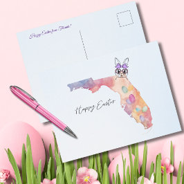 Cartão Postal De Festividades Happy Easter from Florida Pastel Eggs and Bunny