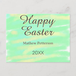 Cartão Postal De Festividades Happy Easter green yellow pastel gray name year 