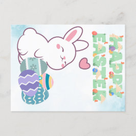 Cartão Postal De Festividades Happy Easter / Ostern bunny with eggs