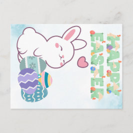 Cartão Postal De Festividades Happy Easter / Ostern bunny with eggs