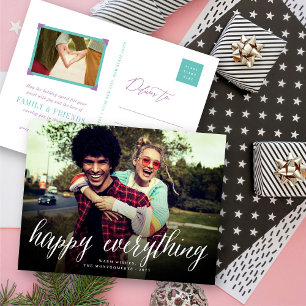 Cartão Postal De Festividades Happy Everything Simple White Script Photo Modern