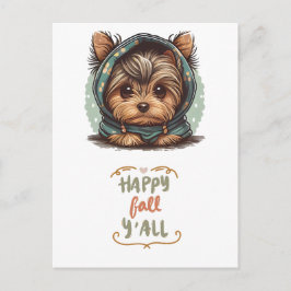 Cartão Postal De Festividades Happy Fall Y Yorkshire Terrier Autumn Hoodie
