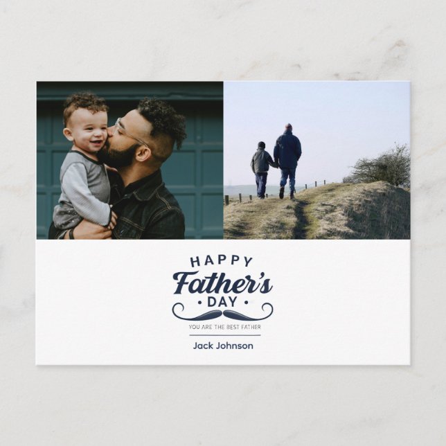 Cartão Postal De Festividades Happy Father’s Day Mustache Tribute Design (Frente)