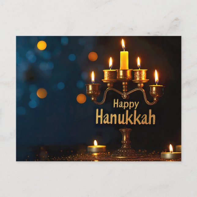 Cartão Postal De Festividades Happy Hanukkah (Frente)