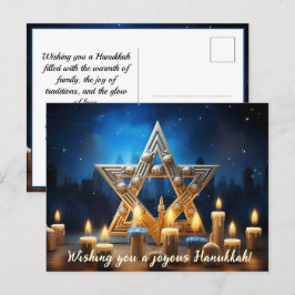 Cartão Postal De Festividades 🕎 Happy Hanukkah, nome personalizado e texto