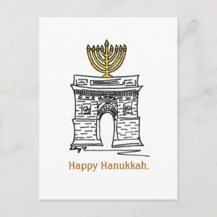 Cartão Postal De Festividades Happy Hanukkah NYC Washington Square Menorah