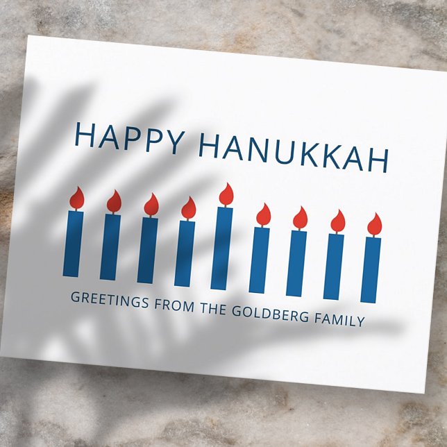 Cartão Postal De Festividades Happy Hanukkah | Saudação Simples e Moderna da Vel (Criador carregado)