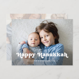 Cartão Postal De Festividades Happy Hanukkah Sobreposição de Foto Simples Boho