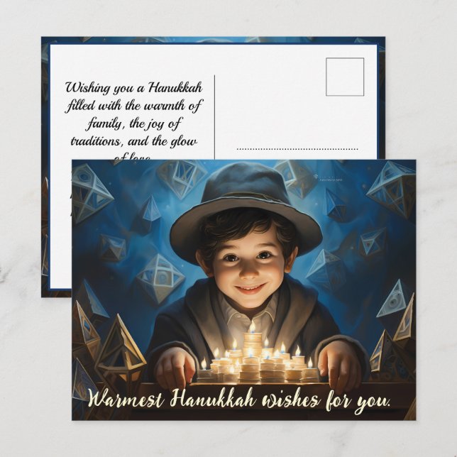 Cartão Postal De Festividades 🕎 Happy Hanukkah, texto personalizado (Frente/Verso)