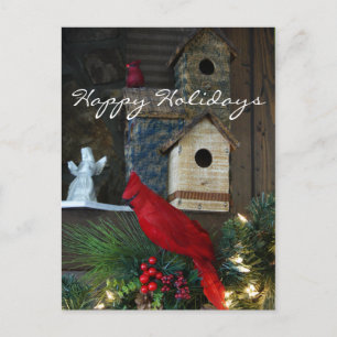 Cartão Postal De Festividades Happy Holidays Cardinal Postcard- customize