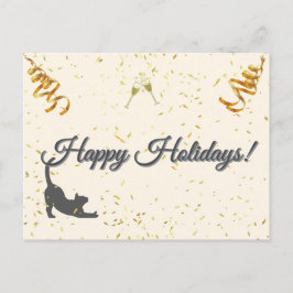 Cartão Postal De Festividades Happy Holidays Cat Postcard