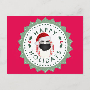 Cartão Postal De Festividades Happy Holidays Cool Mr. Egg Christmas card red