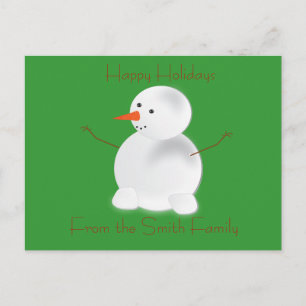 Cartão Postal De Festividades Happy Holidays Snowman Post Card