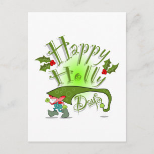 Cartão Postal De Festividades Happy Holly Days