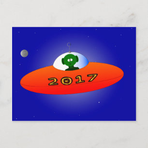 Cartão Postal De Festividades Happy New Year 2017 Alien