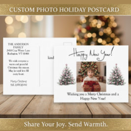 Cartão Postal De Festividades Happy New Year Christmas Photo Pink Tree