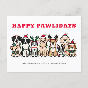 Cartão Postal De Festividades Happy Pawlidays Veterinária