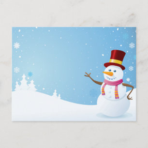 Cartão Postal De Festividades Happy Snowman
