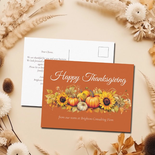 Cartão Postal De Festividades Happy Thanksgiving Pumpkin Patch Custom Orange (Criador carregado)
