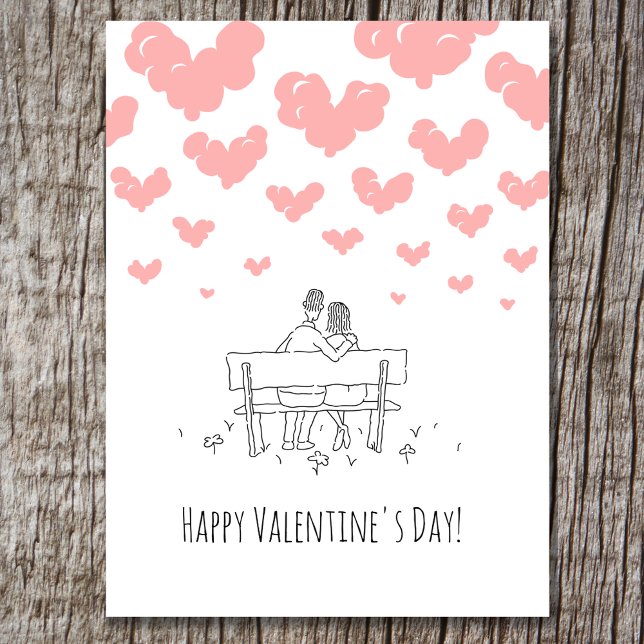 Cartão Postal De Festividades Happy Valentine's Day Couple Lovers Hearts (Criador carregado)