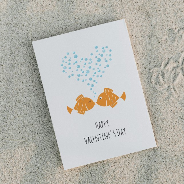 Cartão Postal De Festividades Happy Valentine's Day Golden Fishes Love Heart  (Criador carregado)