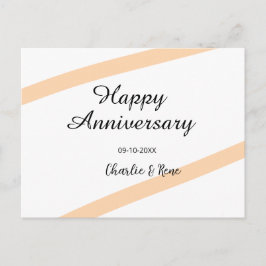 Cartão Postal De Festividades Happy wedding anniversary orange pastel lines name