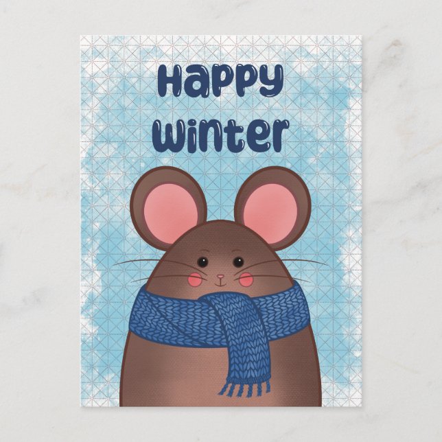 Cartão Postal De Festividades Happy Winter Mouse Postcard (Frente)