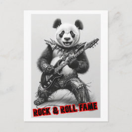 Cartão Postal De Festividades Hard Rocker Panda toca Guitarra Elétrica em