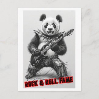 Cartão Postal De Festividades Hard Rocker Panda toca Guitarra Elétrica em