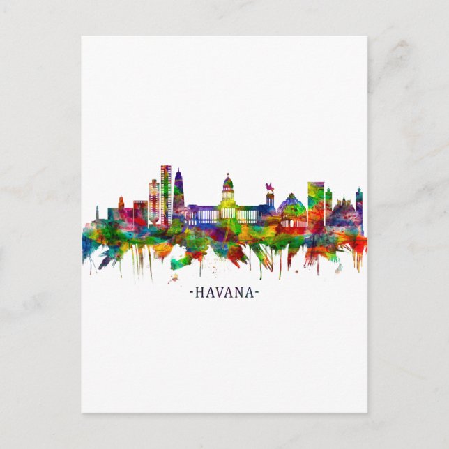 Cartão Postal De Festividades Havana Cuba Skyline (Frente)