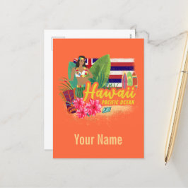 Cartão Postal De Festividades Hawaii Hula Dancer Retro Pacific Vintage Souvenir