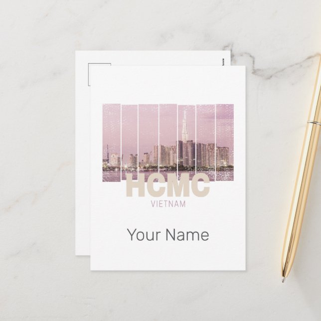 Cartão Postal De Festividades HCMC Saigon (Ho-Chi-Minh-City) Skyline Vietnam (Frente/Verso In Situ)