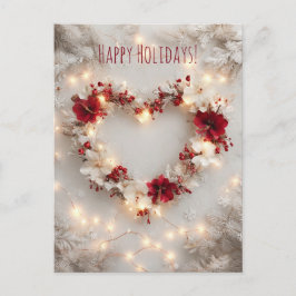 Cartão Postal De Festividades Heart-shaped decoration featuring flowers, berries