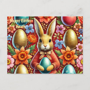 CARTÃO POSTAL DE FESTIVIDADES HEAT ~ FELZ PASCOA BUNNY GREETING ~