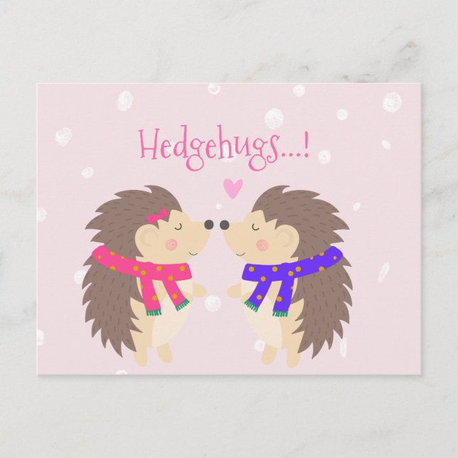 Cartão Postal De Festividades Hedgehugs! Feliz Natal de Hedgehog (Frente)
