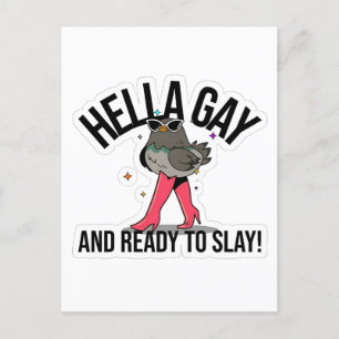 Cartão Postal De Festividades Hella Gay e pronta para jogar LGBTQ Engraçado