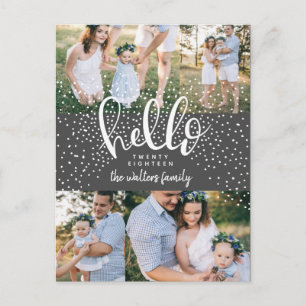 CARTÃO POSTAL DE FESTIVIDADES HELLO SNOW MULTI PHOTO NEW YEAR