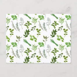 Cartão Postal De Festividades Herbáceas de Cozinhar verde