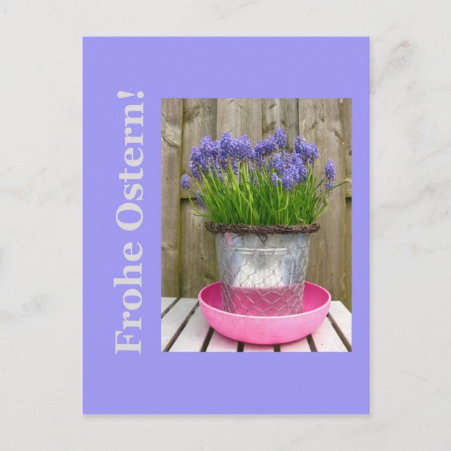 Cartão Postal De Festividades Hiactose azul frequentes páscoa saudação - alemão (Frente)