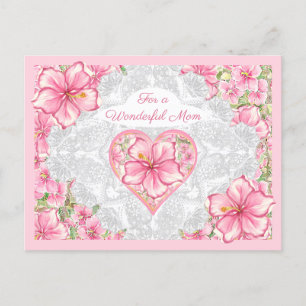 Cartão Postal De Festividades Hibiscus & Lace PINK