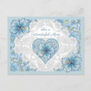 Cartão Postal De Festividades Hibiscus & lace TURQUOISE