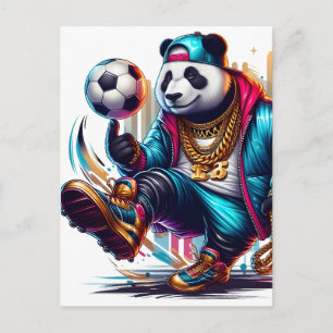 Cartão Postal De Festividades Hip Hop Panda Futebol de Verão Esportes