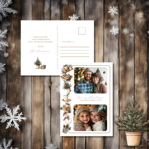 Cartão Postal De Festividades Hipoteca de algodão - Natal de duas fotos