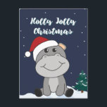 Cartão Postal De Festividades Hippo Merry Christmas Winter Animais Hippos Holida<br><div class="desc">O hipopótamo a suavidade com luzes justas. Animais engraçados com presentes e neve até as férias. Também é engraçado para o Natal em julho. Hippos são animais doces e perfeitos para o Natal.</div>