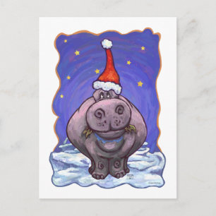 Cartão Postal De Festividades Hippopotamus Natal