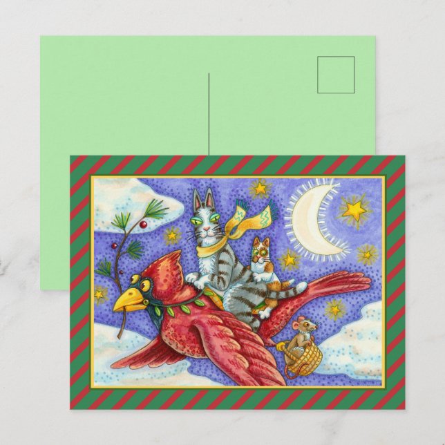 CARTÃO POSTAL DE FESTIVIDADES HISS N' FITZ ENGRAÇADO GATOS, GIGANTE CARDINAL DE  (Frente/Verso)