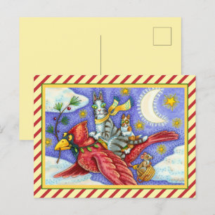 CARTÃO POSTAL DE FESTIVIDADES HISS N' FITZ ENGRAÇADO GATOS, GIGANTE CARDINAL DE