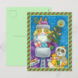 CARTÃO POSTAL DE FESTIVIDADES HISS N' FITZ GATOS COMPRANDO NATAL, ÁRVORE DE PENA