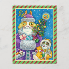 CARTÃO POSTAL DE FESTIVIDADES HISS N' FITZ GATOS COMPRANDO NATAL, ÁRVORE DE PENA