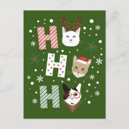 Cartão Postal De Festividades Ho Ho Cats Feliz Natal